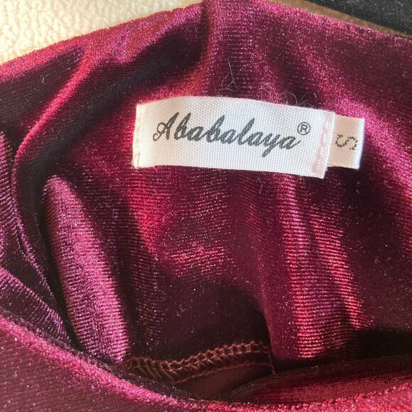 Ababalaya Dress Women's Small Dark Red Velvet Babydoll‎ Romantic Mini - Picture 5 of 9